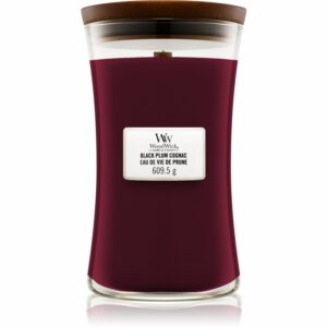 Woodwick Black Plum illatos gyertya fa kanóccal 609