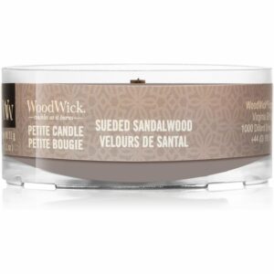Woodwick Suede & Sandalwood viaszos gyertya fa kanóccal 31 g Woodwick