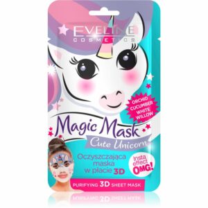 Eveline Cosmetics Magic Mask Cute Unicorn textil 3D mélytisztító arcmaszk Eveline Cosmetics