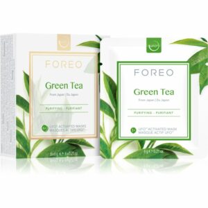 FOREO Farm to Face Green Tea frissítő és nyugtató maszk 6 x 6 g FOREO