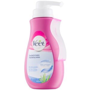 Veet Silk & Fresh szőrtelenítő krém az érzékeny bőrre Aloe Vera és E-vitamin 400 ml Veet